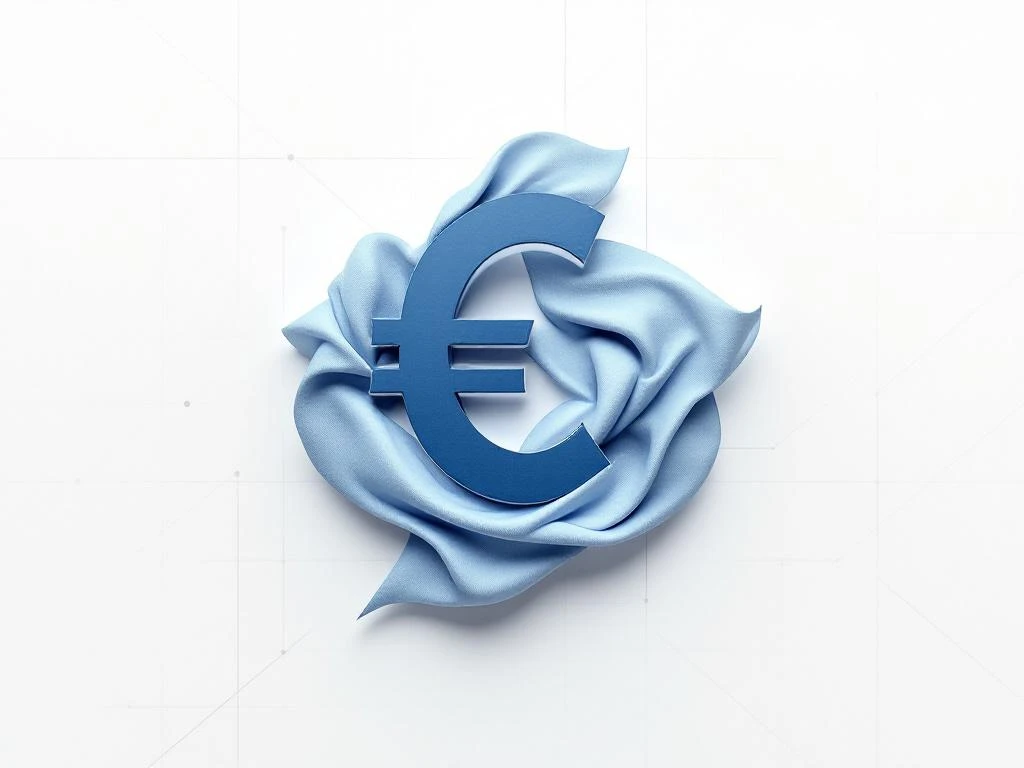 Rekenmachine-icoon met euro-symbool boven kledinghangers op witte achtergrond, ERP-dashboard elementen zichtbaar