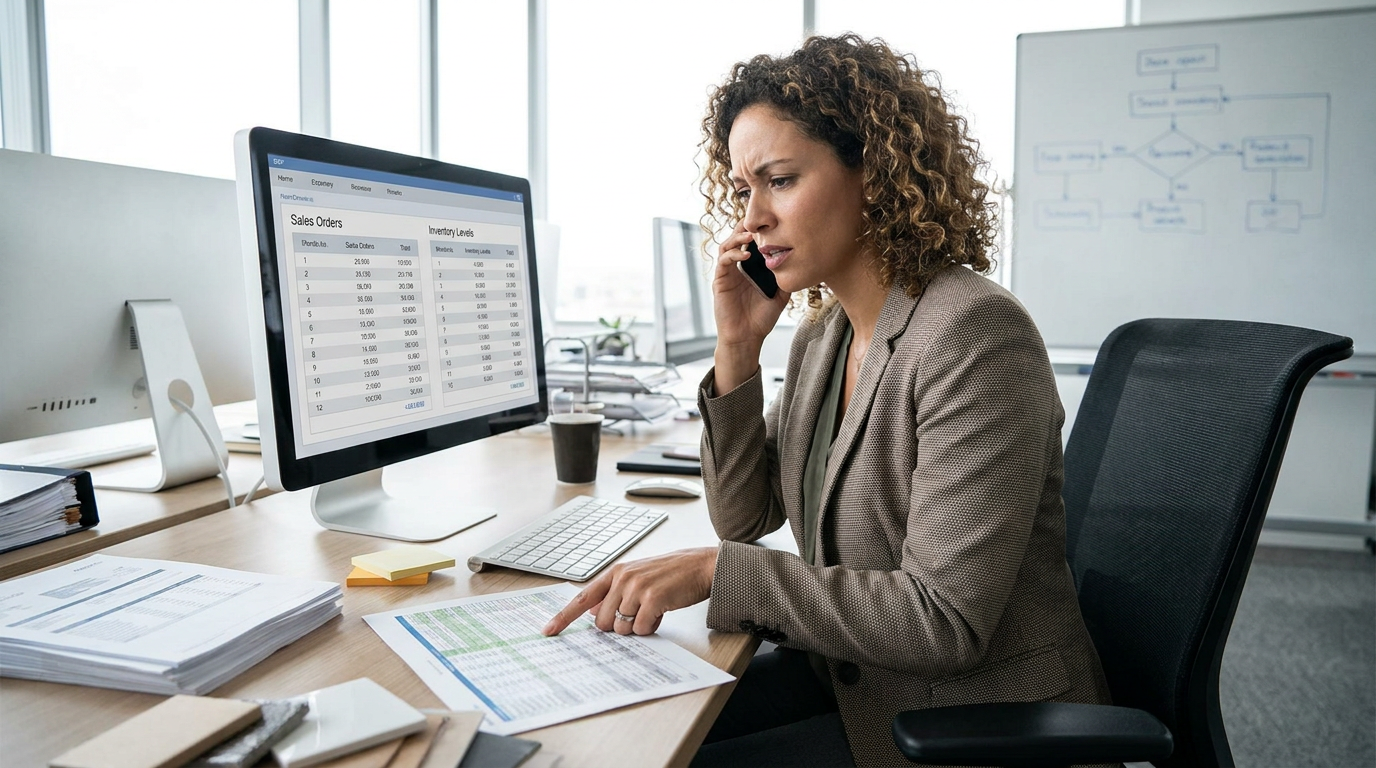 Een overzichtelijk dashboard van ERP software dat financiële data en operationele KPI's toont.