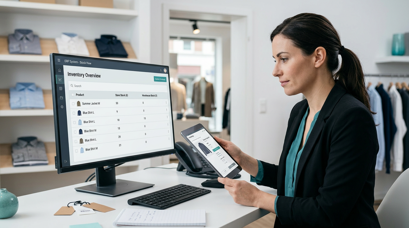 Overzicht van gekoppelde verkoopkanalen in een retail ERP systeem