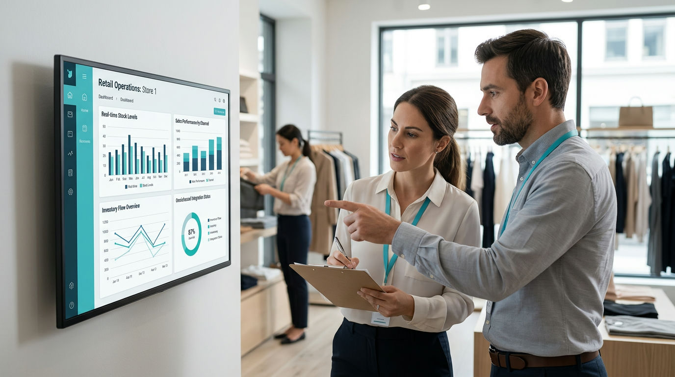 Retailmedewerker scant producten aan de kassa met geïntegreerde winkelsoftware