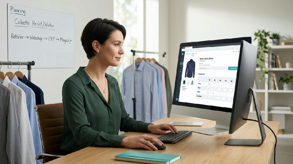 Maat- en kleurraster voor het bestellen van kleding in een B2B-portaal