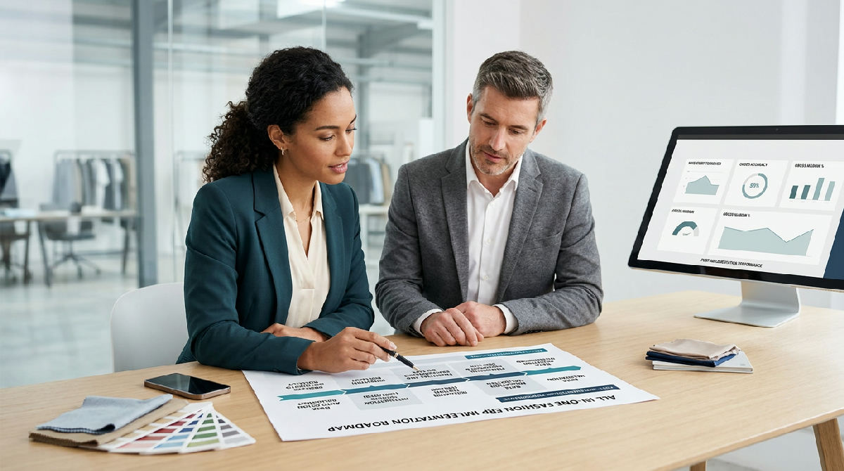 Team bespreekt een ERP blauwdruk voor collectie, voorraad en financiën